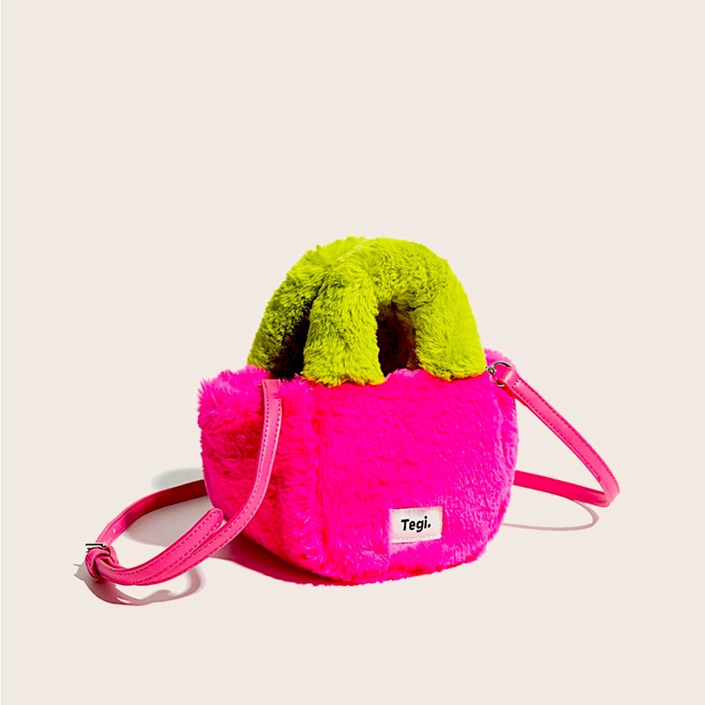fluffy double colored purse
